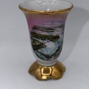 East Germany Porcelain Souvenir Niagara Falls Canada Vase Match Toothpick Holder